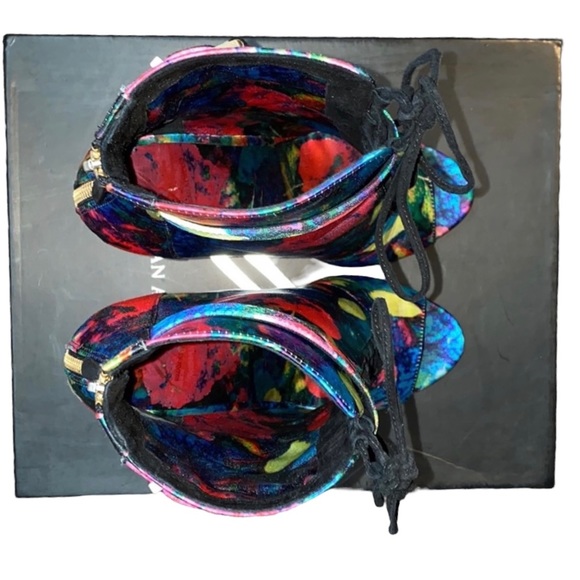 Brian Atwood Lindford Floral-Print Satin Bootie - Picture 4 of 5